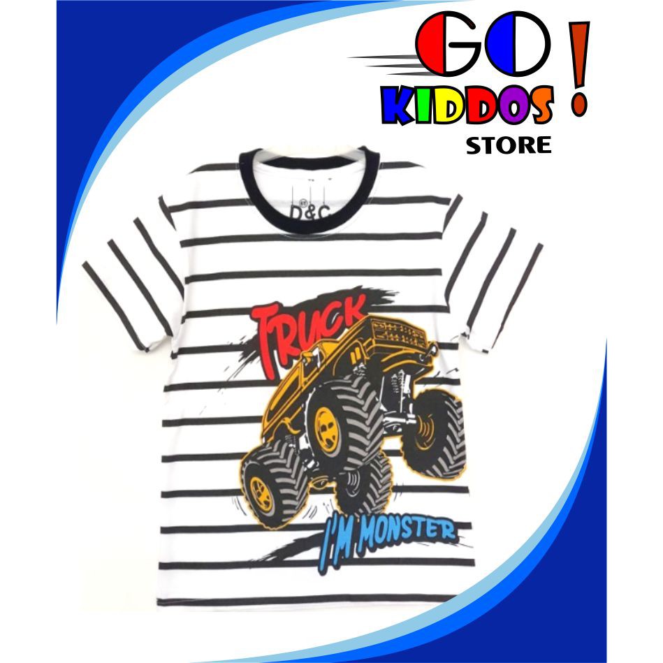 KAOS ANAK LAKI LAKI-LAKI MOBIL TRUK MONSTER SALUR PUTIH D&C 1 2 3 4 5 6 7 8 9 10 TAHUN
