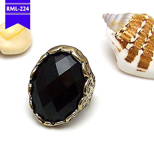 RML-224 AKSESORIS WANITA | CINCIN KOREA (CINCIN IMPOR) | Cincin Batu Hitam