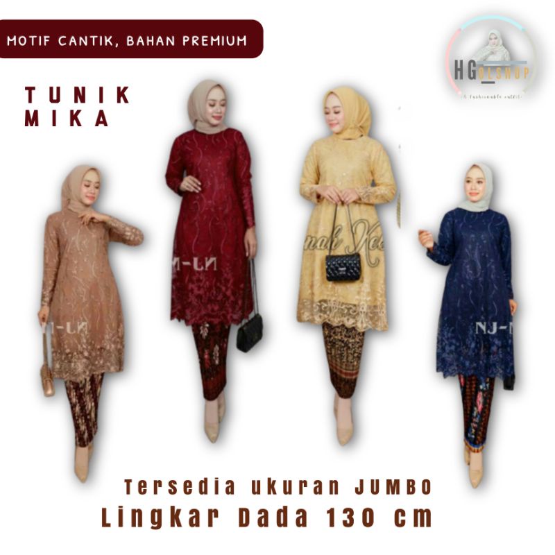 Jual Cod Setelan Kebaya Tunik Tulle Modern Bordir Premium Kebaya