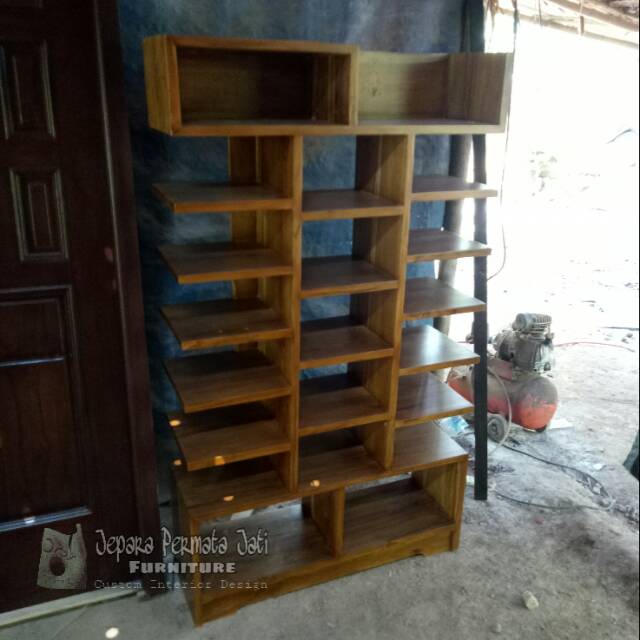 Jual Rak buku jati minimalis partisi ( partisi hias jati ) | Shopee