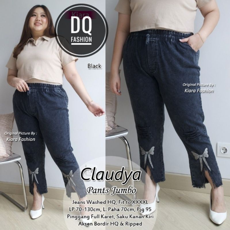 Celana Jumbo Sandwash Bahan Jeans Denim Muat Bb 70-120kg Bawahan Wanita Big Size Trendy Oversize Baggy Pants  Jin Kekinian