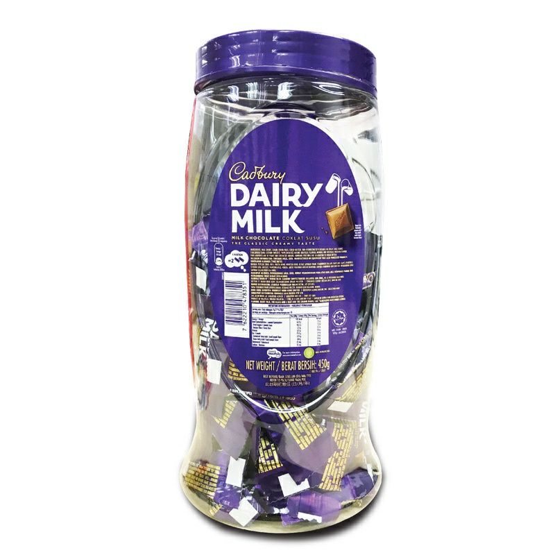 

CADBURRY DAIRY MILK COKLAT TOPLES ISI 100 pcs | CHOCOLATE CADBURY DAIRY MILK ISI 100 | PERMEN COKLAT CADBURY TOPLES JAR