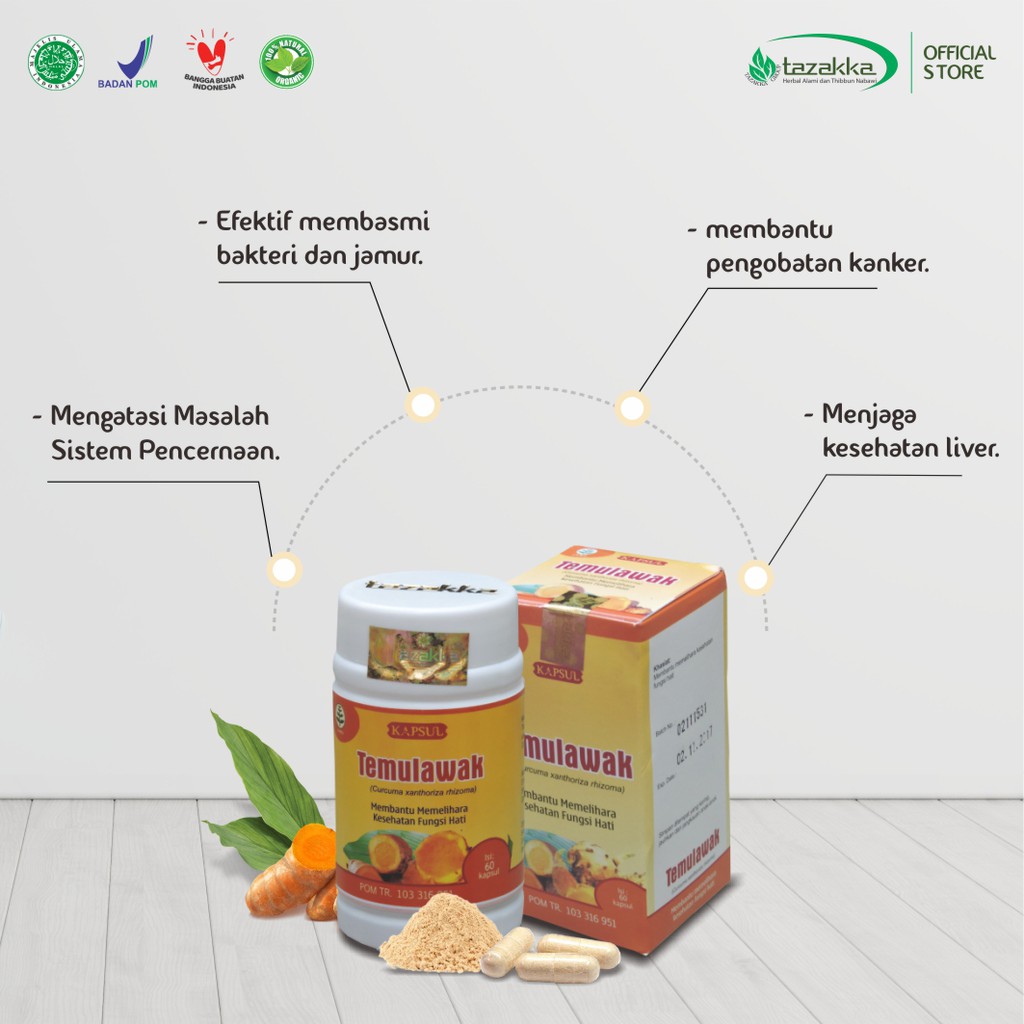 Herbal Magh Kapsul Temulawak Tazakka isi 60 kapsul ORIGINAL BPOM