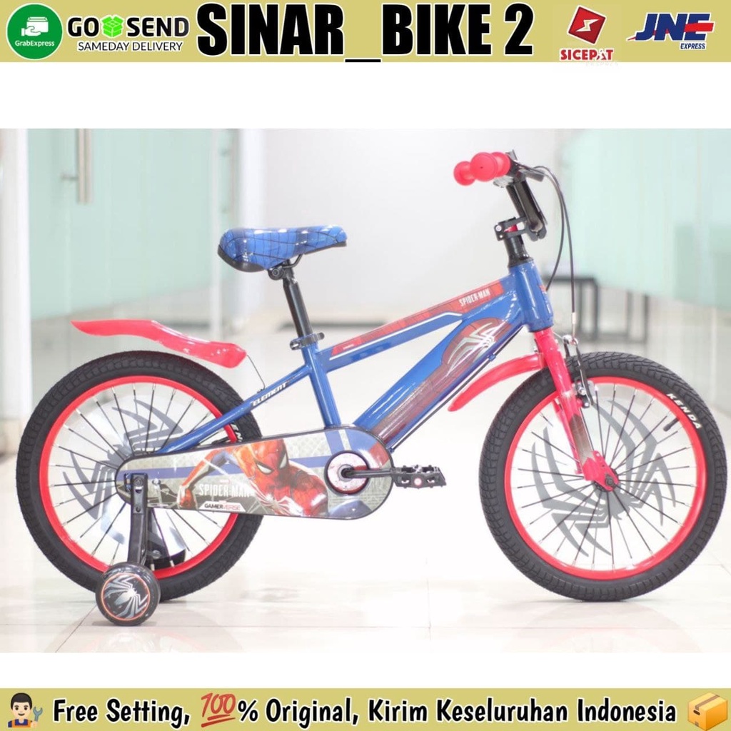 Sepeda Anak BMX 12 16 &amp; 18 Inch  ELEMENT SPIDERMAN Official License