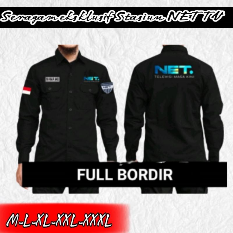 seragam eksklusif net tv lengan panjang/seragam net tv panjang/baju net tv full bordir