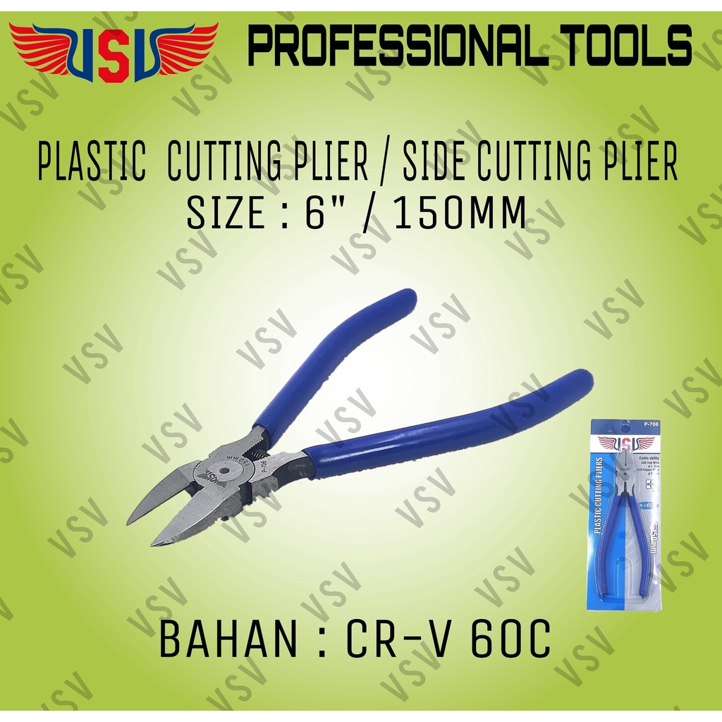 VSV PLASTIC cutting plier 6&quot; / tang potong 6&quot; / side cutting plier