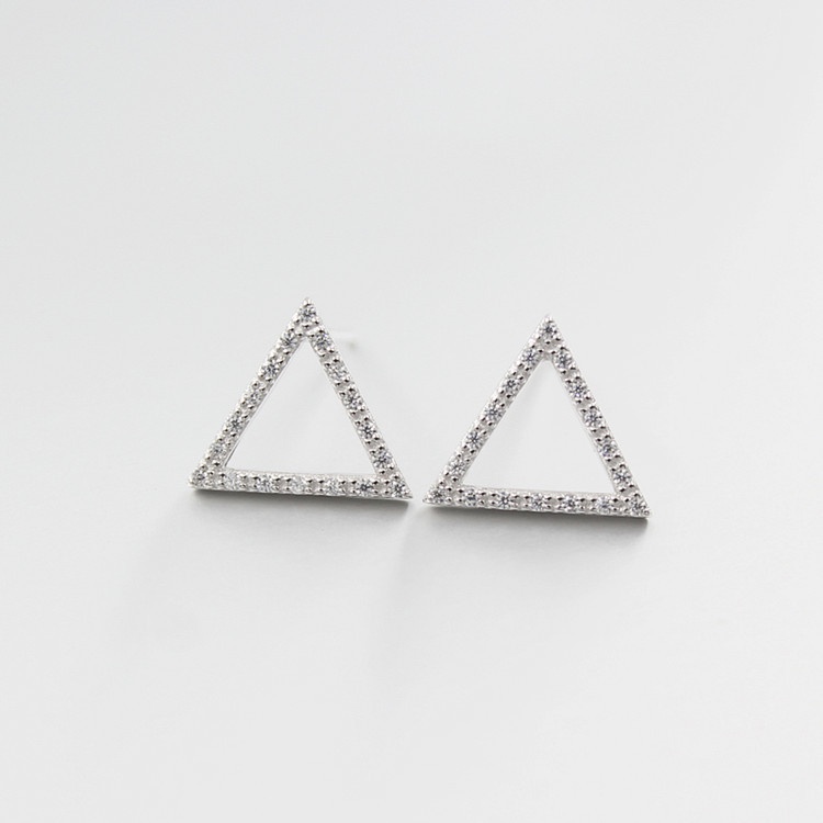 Sudut perak stud anting-anting wanita Korea diamond minimalis temperamen siswa anting-anting semua y