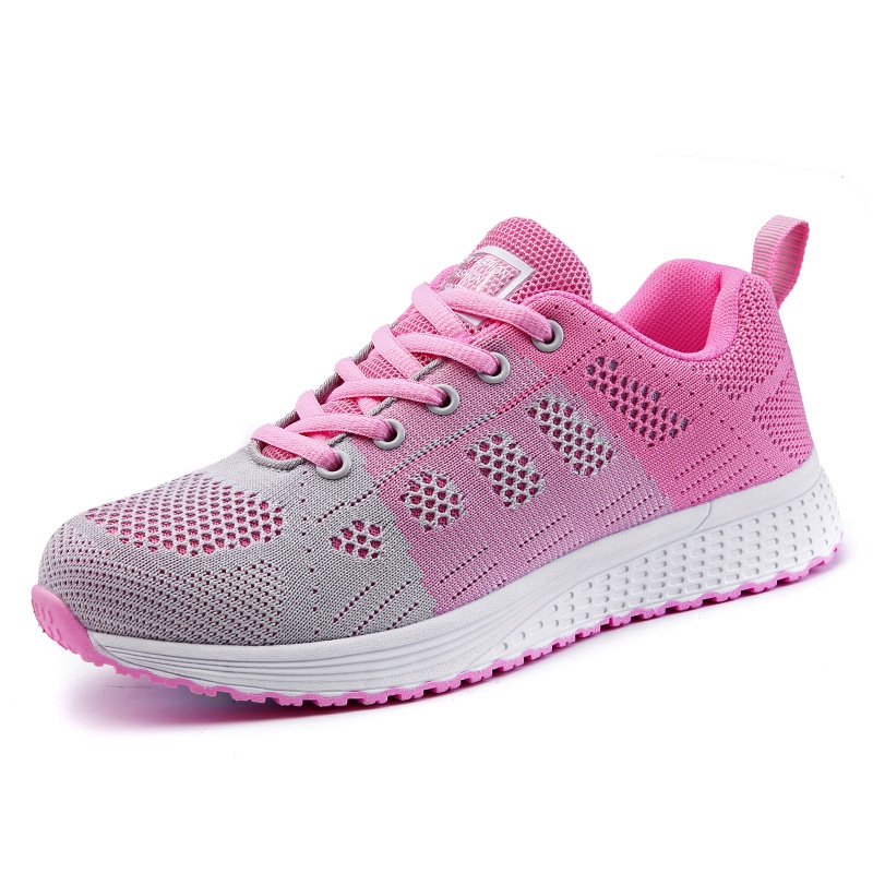DNY Sepatu Olahraga Wanita Import Sneakers Lari Cewek Kekinian Terbaru 0103-1705 Abu Pink