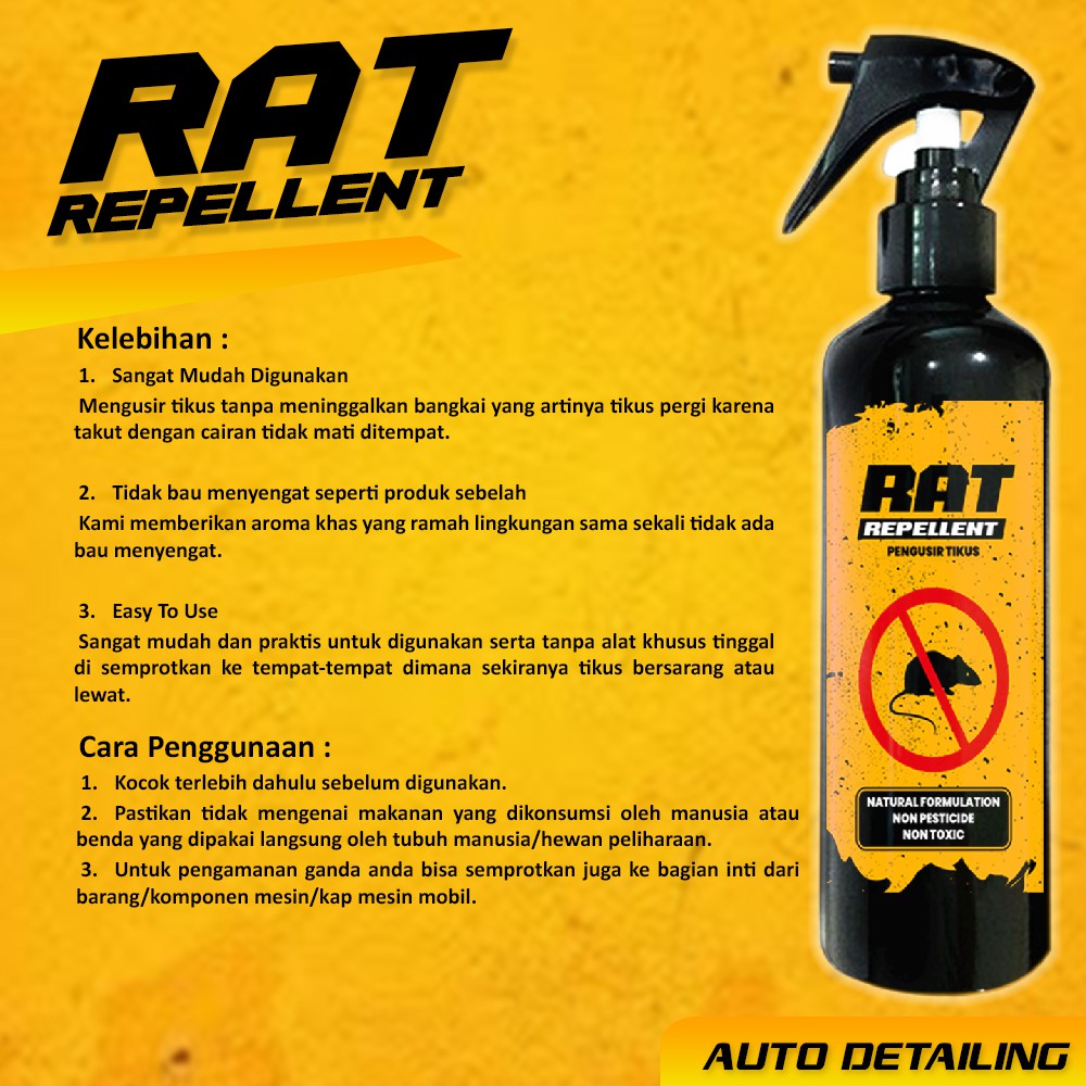 Auto Detailing Pengusir Tikus Bukan Racun Racun Rikus Ampuh BEST SELLER RAT Repellent 250ML