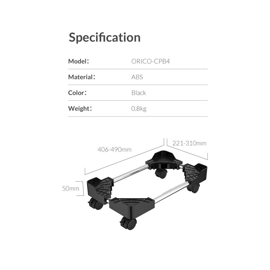 ORICO CPB4 Adjustable Computer Case Bracket with Wheels