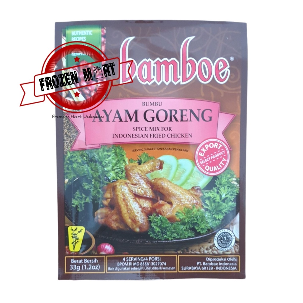 BAMBOE Bumbu Instant Ayam Goreng / Indonesian Fried Chicken HALAL 33 G/ Bamboe Bumbu Ayam Goreng