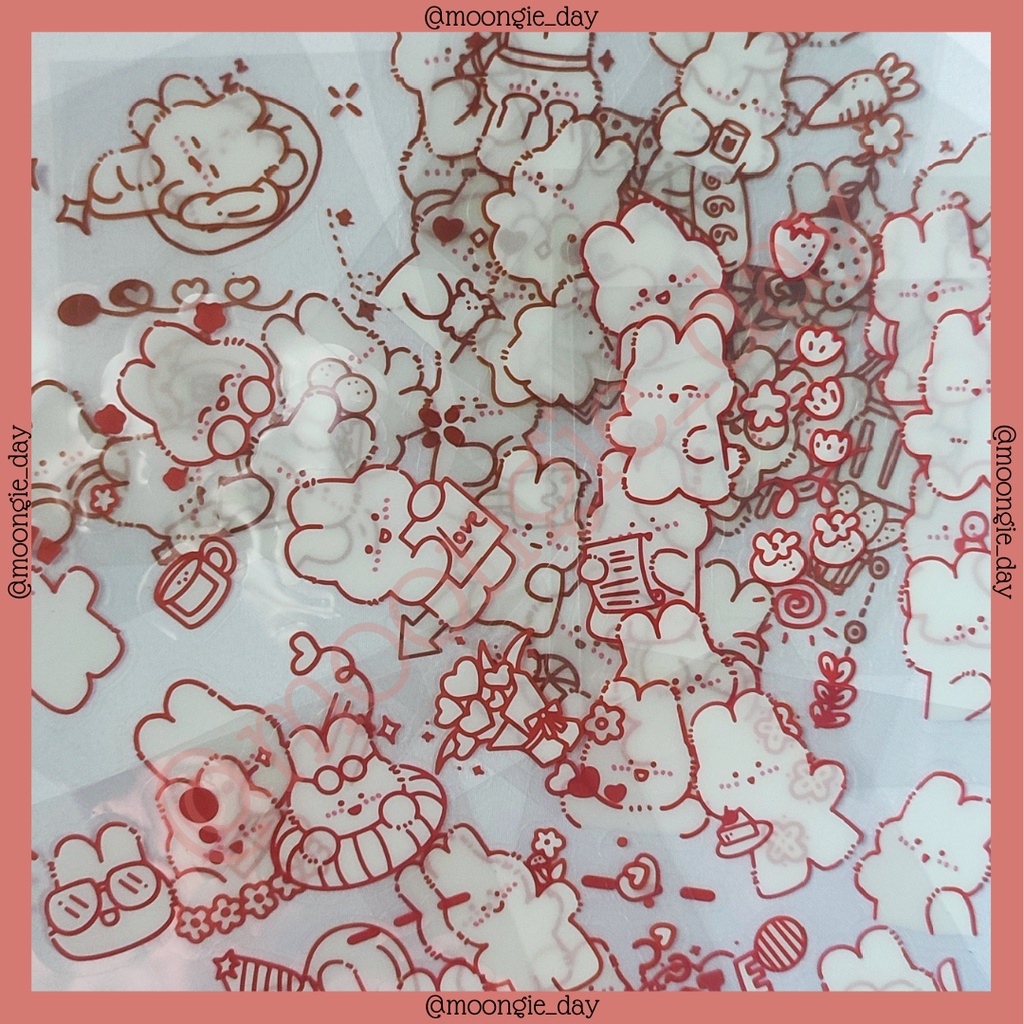 

4 LEMBAR STIKER KOTAK PVC RANDOM BEAR BERUANG RABBIT KELINCI CUTE LUCU BULLET JURNAL POLAROID DECO POCA DIY DIARY