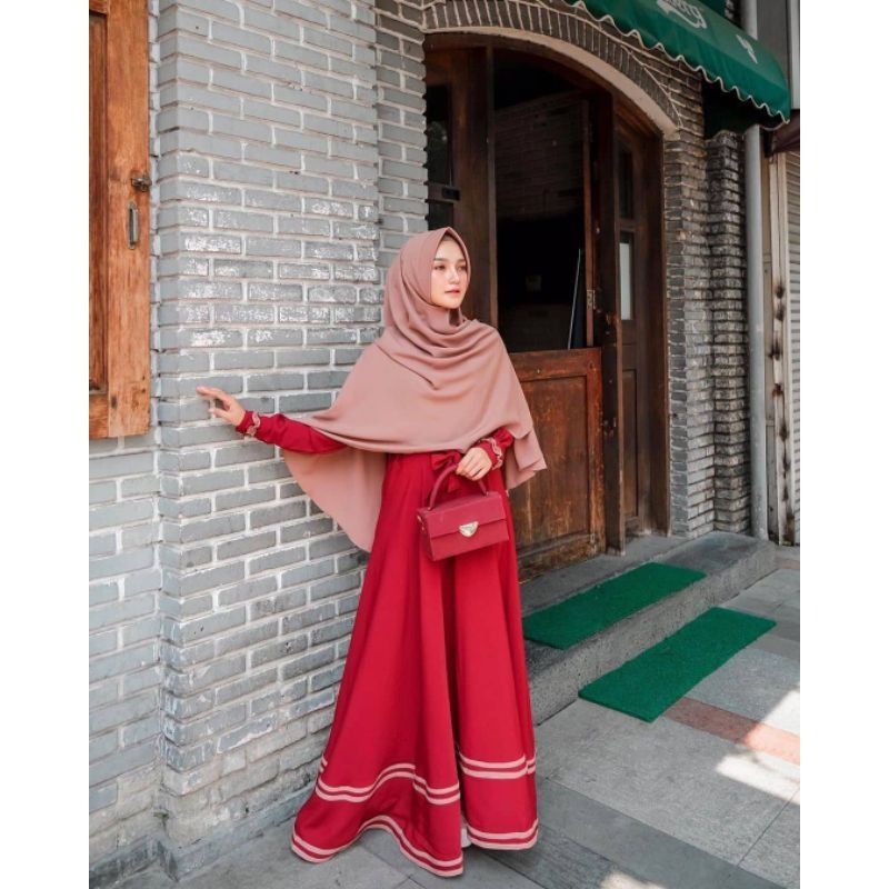 Gamis syar'i ukuran jumbo set khimar busui pakaian kekinian super jumbo L XL XXL XXXL 4XL gamis one set  Kimbora