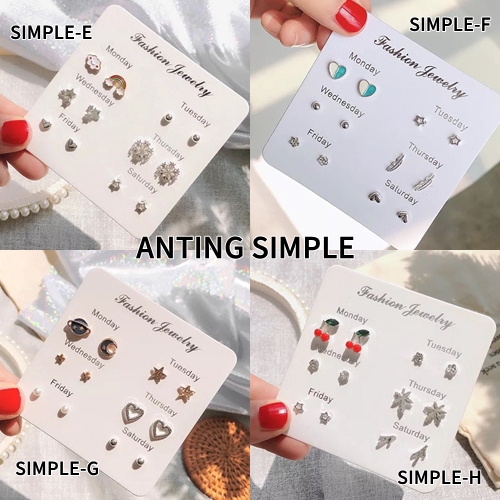 Anting Set Simple Retro Gaya Korea Simple Creative Earrings Aksesoris Wanita