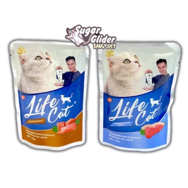 MAKANAN KUCING BASAH WET FOOD POUCH LIFE CAT POUCH ADULT SALMON 85GR