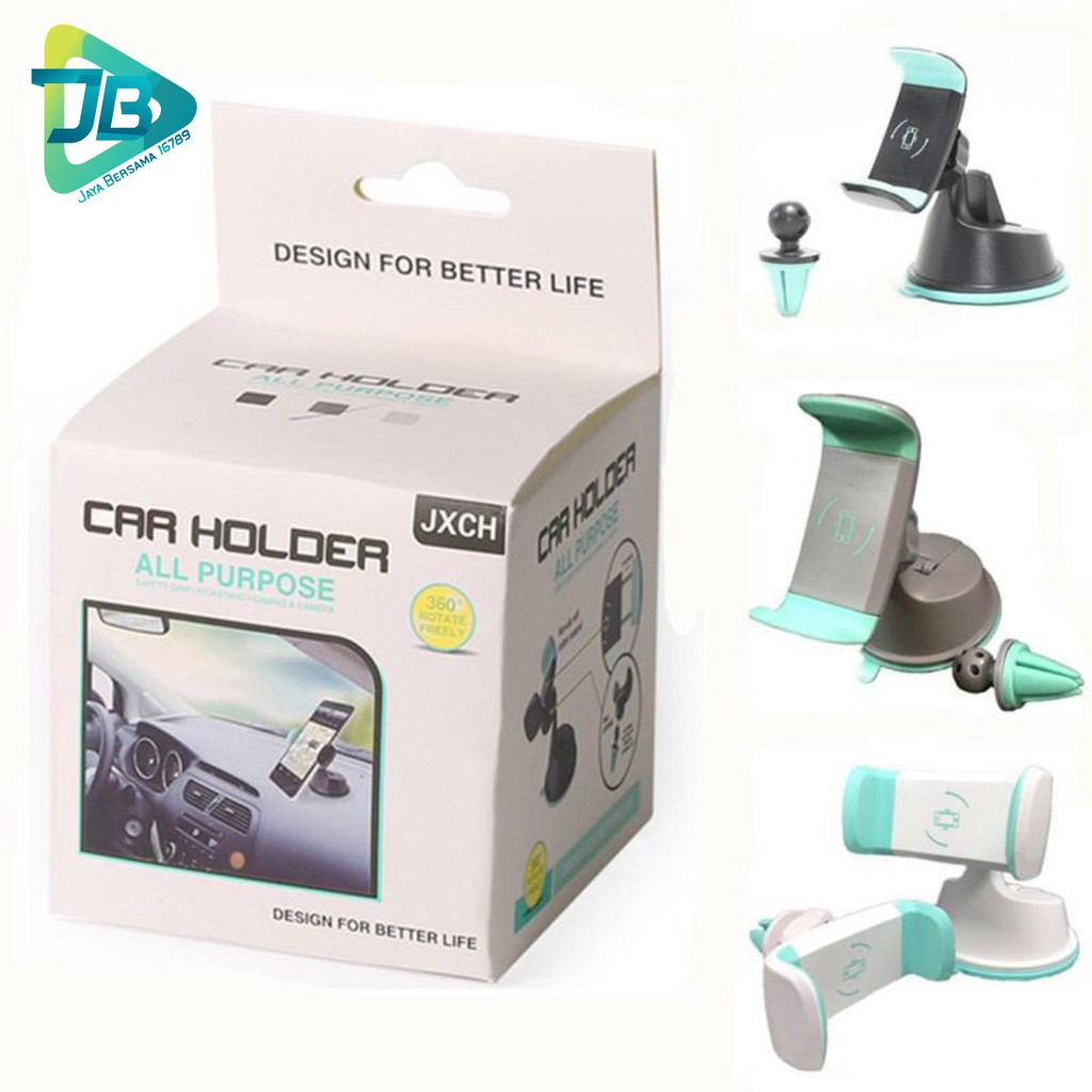 JXCH 2in1 Holder mobil HP car Holder Stand Dashboard AC KACA GPS universal phone 360 derajat JB2555