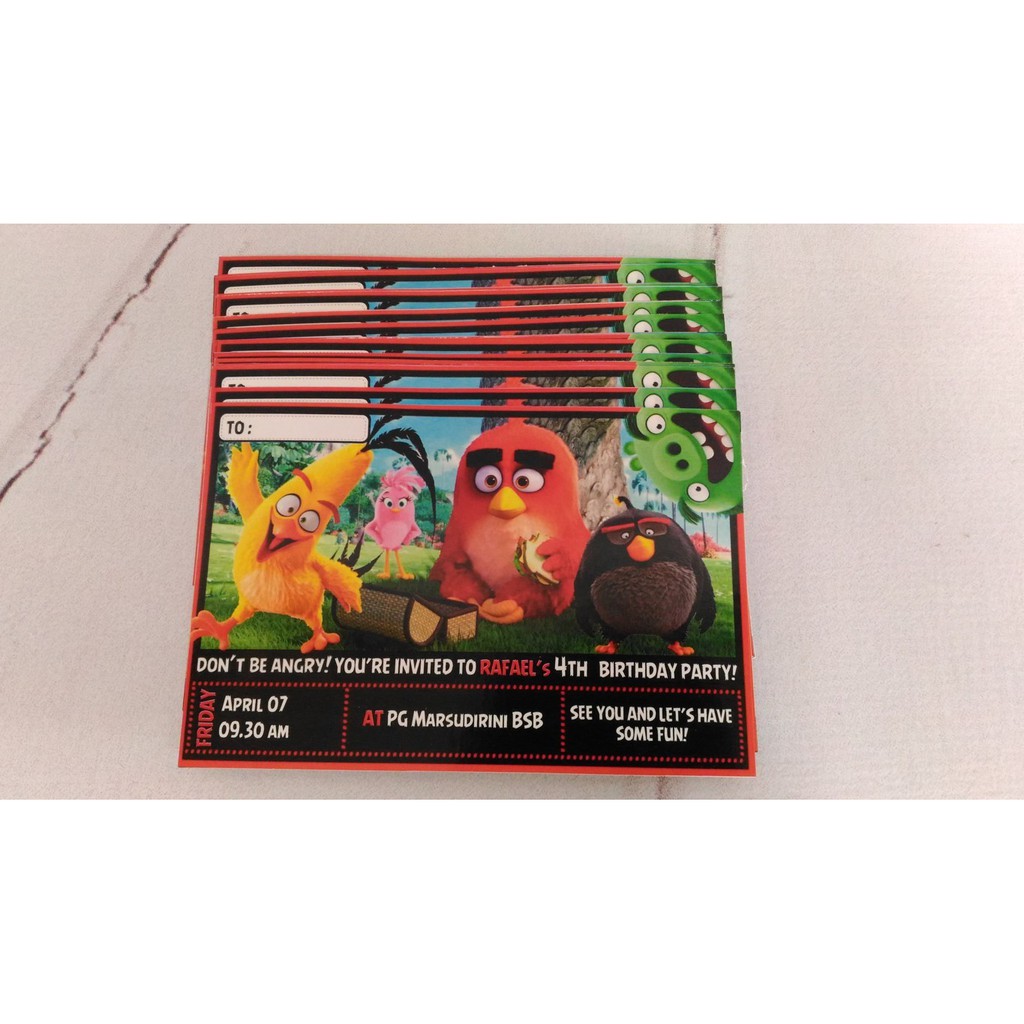undangan angry bird / undangan custom angry bird / invitation angry bird