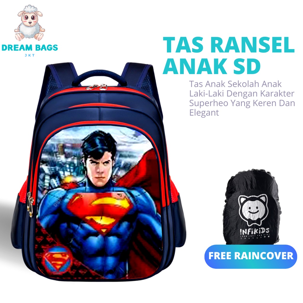 Tas Sekolah Import Karakter Superhero DB 1925 Size SD Tas Ransel Anak