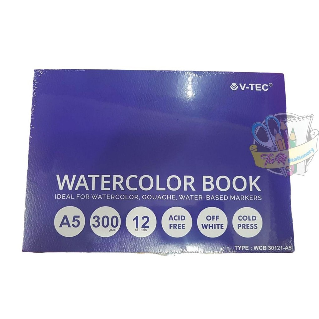 

V-TEC Watercolor Book A5 Buku Gambar Cat Air