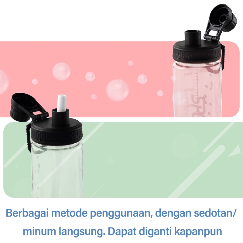 Letyeah &amp; Kaizenliving Botol Minum olahraga Plastik dengan Handle Praktis/Sport Cup kebugaran ketel