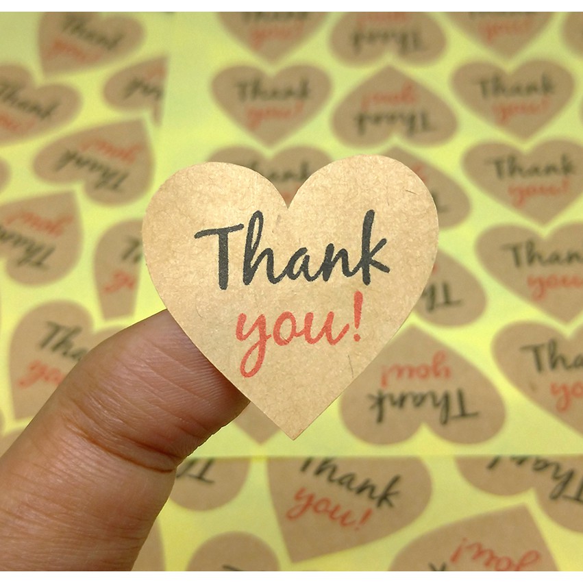 

Stiker Tag Love Kraft Label Thank You Sticker Craft Segel Bentuk Hati Amplop Ucapan (30 pcs)