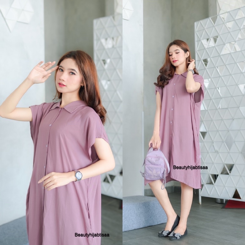 DRESS KEMEJA POLOS JUMBO | HOMEDRESS NAGITA MAHMUD BUSUI | DASTER TWINWAN | OVERSIZE