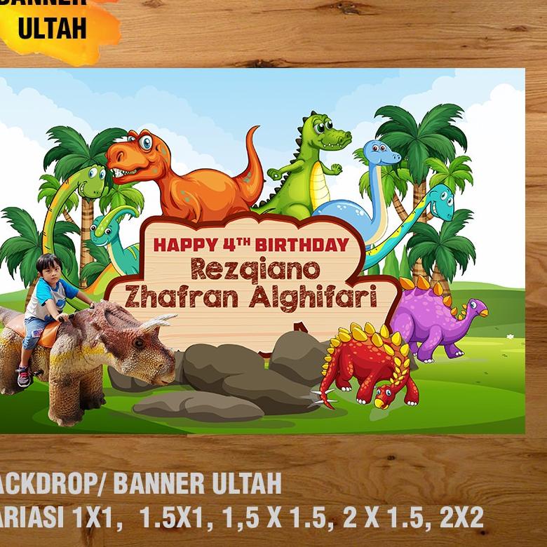 ➫ DINOSAURUS BANNER/ BACKDROP/ SPANDUK ULANG TAHUN UL-TAH ❁