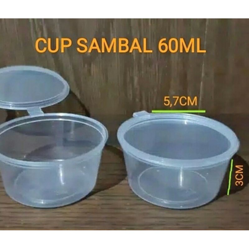 Cup Sambal 60ML+Tutup/ Cup Sauce/ Mika Sambal ASP/ Wadah Saos Tebal Isi 100 Pcs