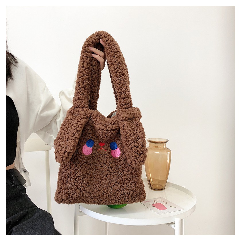 TB-56 tas bahu wanita bulu boneka winter musim dingin import jepang korea rabbit kampus sekolah