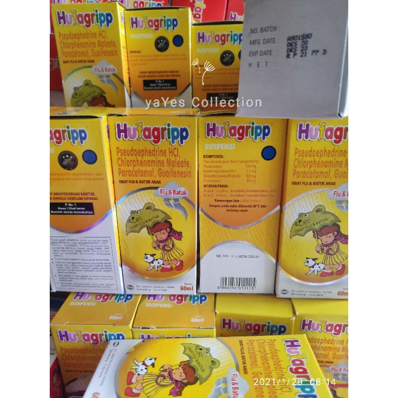 Hufagripp syirup obat anak 60 ml batuk pilek demam panas flu TMP BP H-booster vit sirup hufagrip