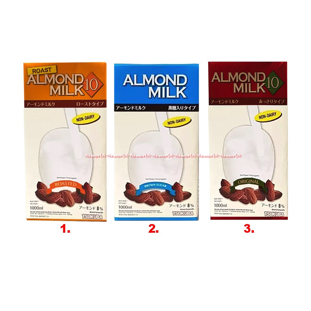 Shoei Tsukuba Almond Milk Non Dairy 1L Original Brown Sugar Roast Susu Uht Siap Minum Kacang Almon Panggang 1000ml