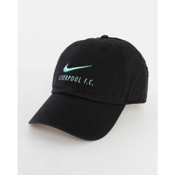Topi Original Liverpool FC Nike Adults Swoosh Heritage 86 Black Cap, LFC Official Product