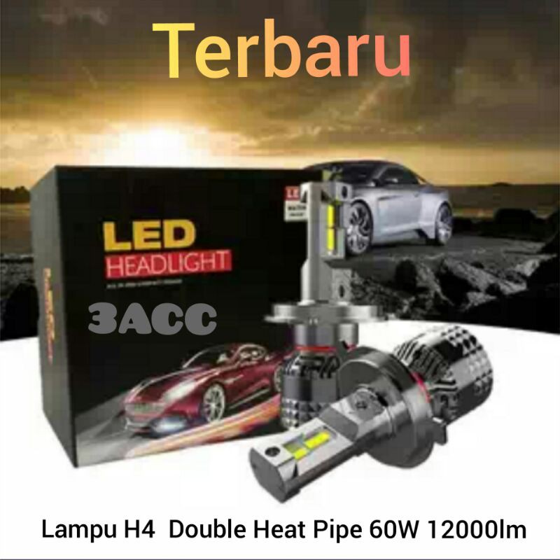 Lampu Led Headlamp Mobil DP H4 Super Bright 60w/12000lm 2 Pcs