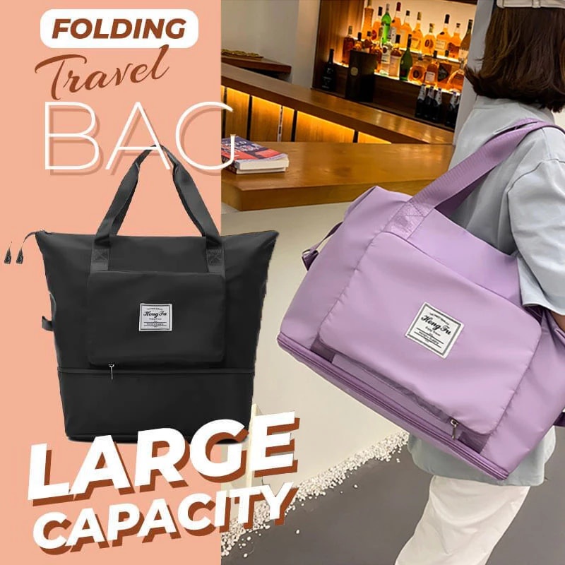 TAS TRAVEL LIPAT TRAVEL BAG JINJING JUMBO ANTI AIR Dapat Dilipat Baju Gym Senam Olahraga Wanita Pria Korea Style