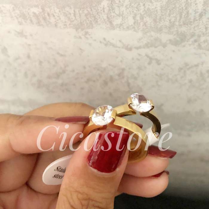 cincin permata gold / Cincin Titanium Solitaire Perhiasan