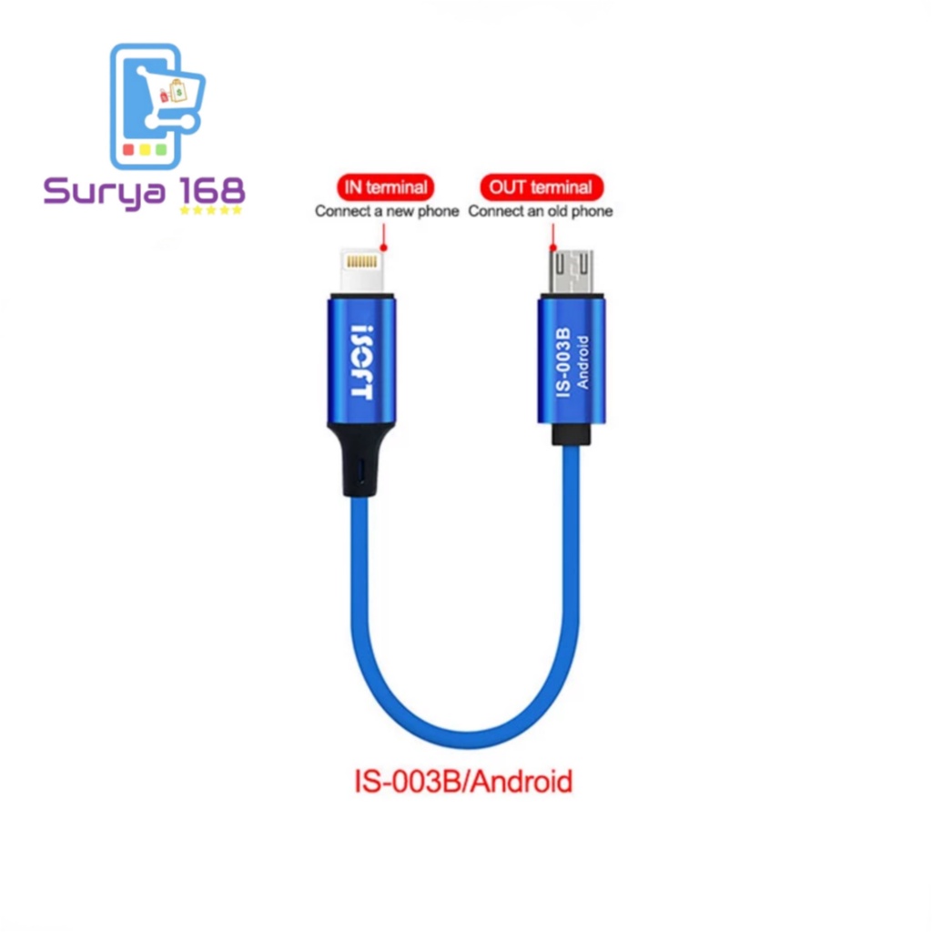 KABEL DATA TRANSMISSION CABLE TRANSFER DATA / PINDAH DATA IP / MICRO / TYPE C LIGHTNING ISOFT