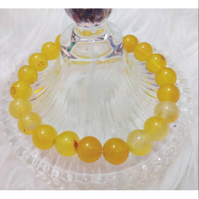 Gelang Batu Kuning 10mm Elastis