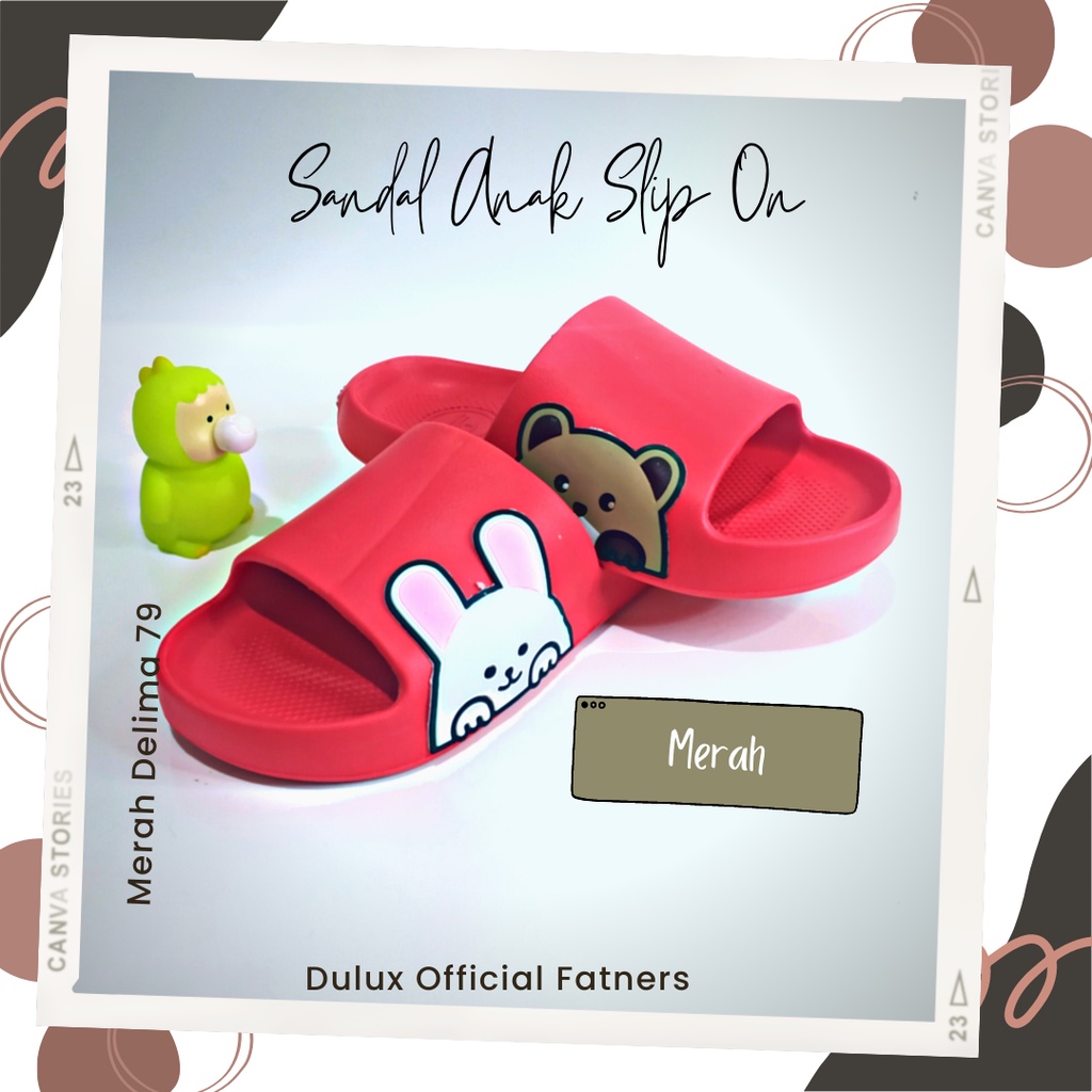 MD 79 - Sandal Anak Slip On Anak Laki Laki Perempuan Kartun BTS Terbaru / Sandal Anak Model Baru