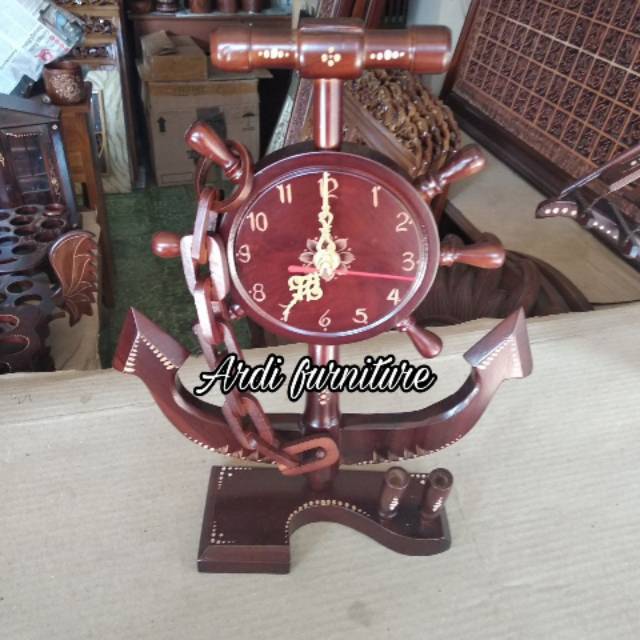 Jam hias meja jati ukir jepara