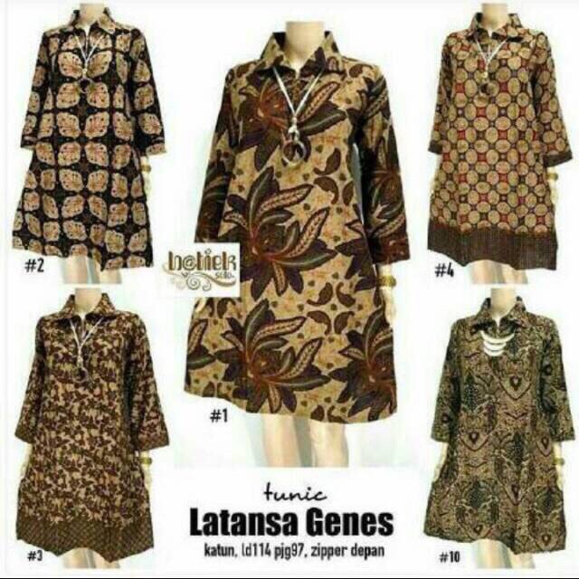 Tunik Latansa Genes Jumbo Batik Modern Big Size Sogan Muslim Kantor