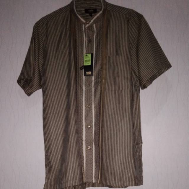 Original 100 % Baju Muslim Pria Modern/Koko COLE Green Stripe