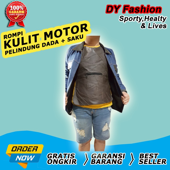 Rompi kulit motor Pria Vest MN166 pelindung dada motor anti angin Rompi Mantel jaket cowok gojek