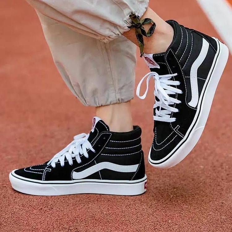 Sepatu Vans Sk8 High Black White Size 36-43 Premium Quality Made In China