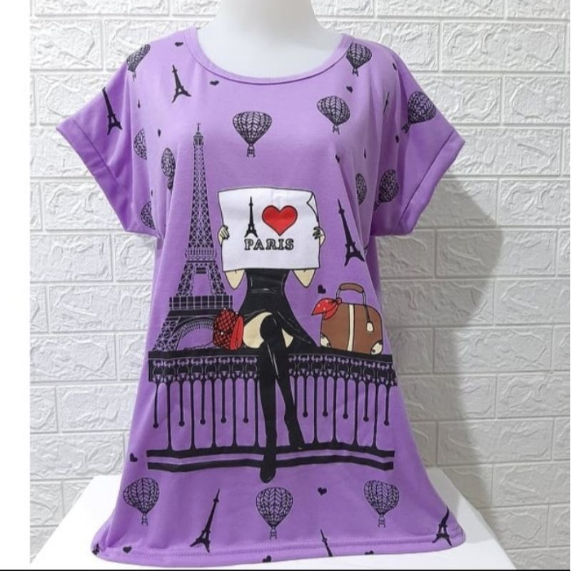 KAOS JUMBO GIRLS I LOVE PARIS HARGA GROSIR/KAOS WANITA DENGAN HARGA MURAH MERIAH