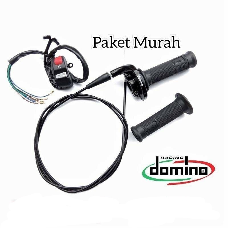 Gas Spontan Domino Polos Kabel 190cm + Handgrip + Saklar Kanan Model KTC Universal, Klx,Crf,Mio,Beat