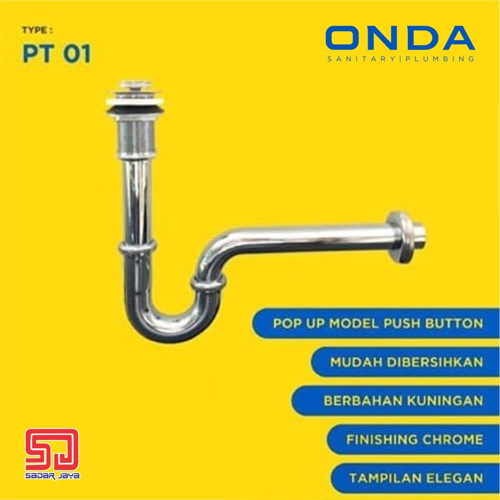 ONDA P-Trap Sifon Wastafel PT 01 GKU Afur Pipa Pembuangan Cuci Piring Avur