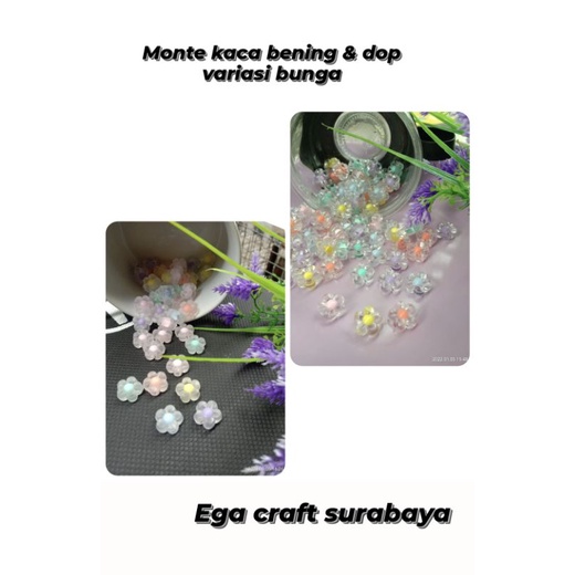 Monte kaca bening & dop variasi bunga ukuran 12.7*12.5mm