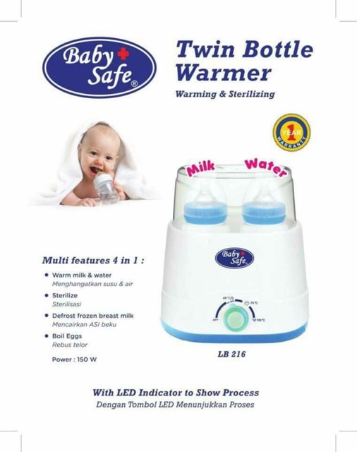 BABY SAFE TWIN BOTTLE WARMER LB216