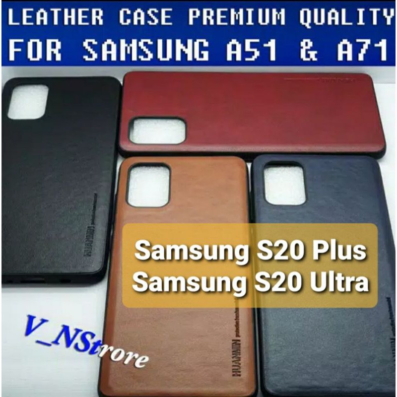 Soft Case LEATHER PREMIUM SAMSUNG S20Plus S20Ultra A51 A71 Best Quality | CASING KULIT SAMSUNG