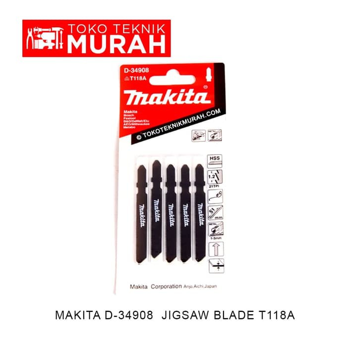 Makita D-34908 Mata Gergaji Besi T118A Jigsaw Blade T 118 A - Isi 5